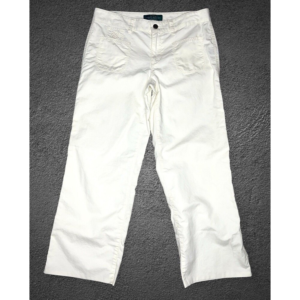 Vtg Ralph Lauren Straight Leg Capri Pants Size 4 Ivory Stretch Golf Preppy Crest